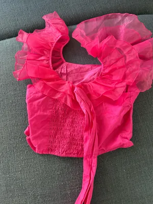 Pink Ruffle Sleeve Top with Tie Back Size M thumbnail 3