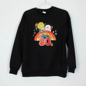 Rainbow‎ Brite Womens Graphic Pullover Sweatershirt Size M Black Retro 80s Cozy thumbnail 1