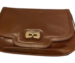 Crouch & Fitzgerald Brown Leather Adjustable Strap Crossbody Shoulder Bag ITALY thumbnail 7