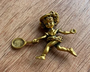 Tortolani Vintage Gold Tennis Brooch Pin thumbnail 1