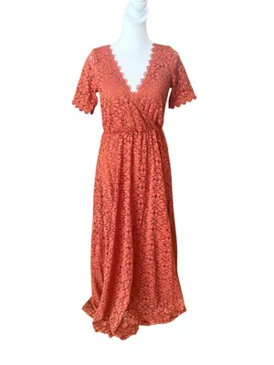 Baltic Born Venice Lace Maxi Dress Womens Size Small Burnt Orange thumbnail 2