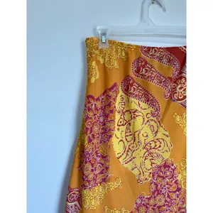 Y2K Orange Paisley Boho Midi Skirt Tiered Vintage‎ Festival Size L thumbnail 4