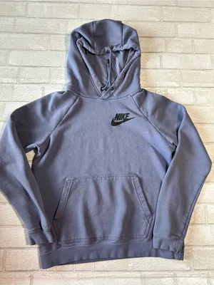 Nike Slate Blue Drawstring Pullover Hoodie with Black Logo thumbnail 2