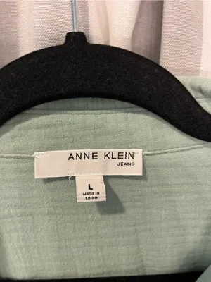 Anne Klein Light Sage Green Gauze Button-Down Shirt thumbnail 3