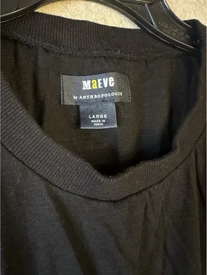 Anthro Maeve Smocked Cap Sleeve Stretch Top Black Women’s Large thumbnail 2