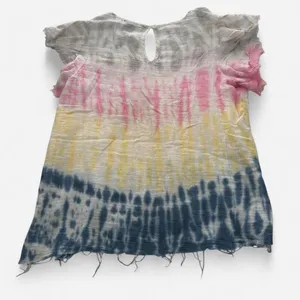 StarkX Tie-Dye Colorful rainbow Cotton Gauze Frayed Hem Top Luxury Boho M thumbnail 4