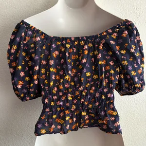 Madewell Puff-Sleeve Square Neck Smocked-Waist in Aloha Floral Crop Top S thumbnail 5