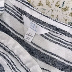 Time and Tru Striped Blue and White Dress size XLarge linen rayon fabric blend thumbnail 4