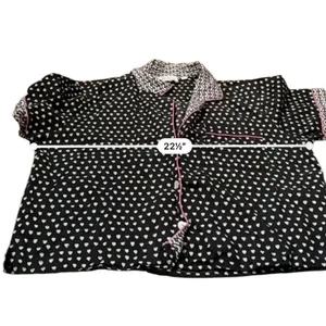 Lele Sadoughi x Roller Rabbit Black, White & Pink Heart Print Pajama‎ Set Sz L thumbnail 7