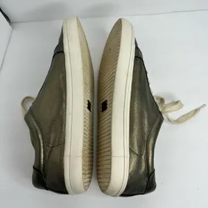 Frye Womens 8.5 Kerry Metallic Leather Low Top Sneakers Gold Pewter Urban Chic thumbnail 9