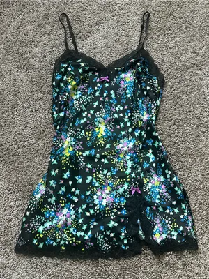Victoria's Secret Black Floral Lace Trim Mini Dress thumbnail 1