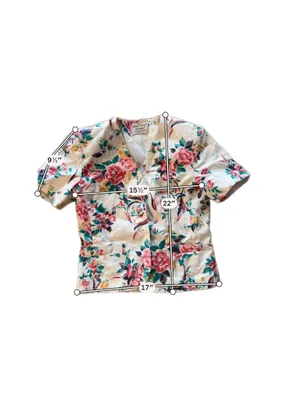 Pendleton Vintage Floral Button-Up Blouse with V-Neck and Short Sleeve thumbnail 5