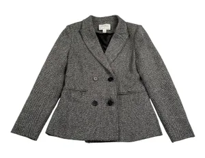 Anthropologie‎ Mare Mare Blazer Women XS Black White Tweed Double Breasted Femme thumbnail 1