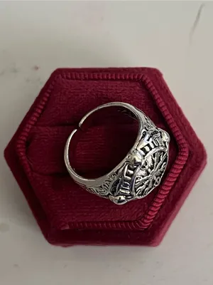 Antique Design Stainless Steel Silver Embellished Ring Size 7 thumbnail 2