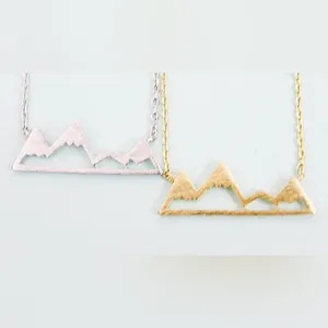 White‎ Gold Plated Mountain Bar Pendant Necklace, 16-18” thumbnail 7