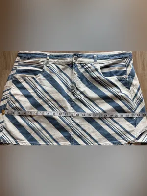 Women’s Blue and White Striped‎ Denim Skirt thumbnail 3