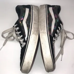 Women's Vans Black Suede Iridescent Checkerboard Size 7.5 Low Top Skater Lace Up thumbnail 6
