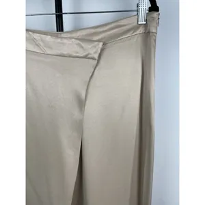 Zara Woman SS23 Tan Satin Effect Blend Drape Pareo Wide Leg Pants Ecru Size‎ L thumbnail 5