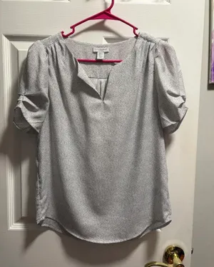 Carolina Blues belle short pleat sleeve print blouse thumbnail 1