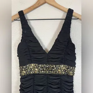 Vintage Sue Wong Nocturne Black Ruched Beaded Mini Dress size 8 thumbnail 6