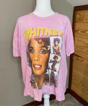 Whitney Houston Pink Short Sleeve Graphic Tee 1X thumbnail 1