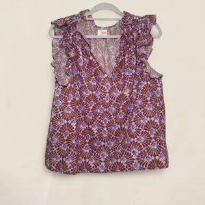 Xirena Bex Boho Romantic Feminine Ruffle Moonshell Print Top | Size L thumbnail 2