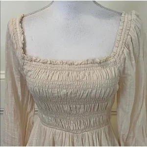American Eagle elegant cream cotton long sleeve mini dress size small. thumbnail 3