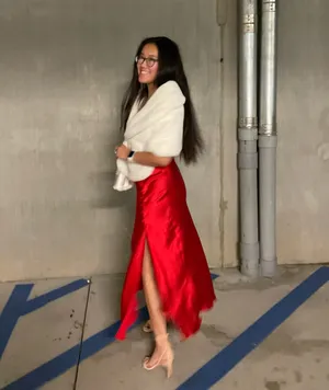 PRE-OWNED Zara Red Satin Lingerie Style V-Neck Slit Midi Dress XS 8116/845/600 thumbnail 3