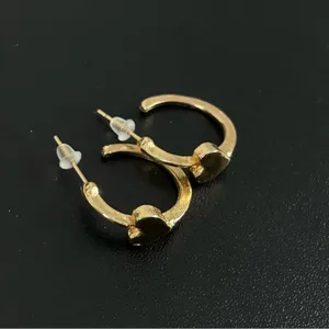 Golden Semi Hoop with Heart Earrings S20, New! thumbnail 4