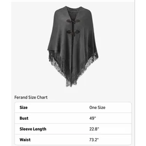 NEW Loose Fitting Poncho Cape Shawl Stylish Horn Button One Size thumbnail 3