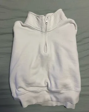 TNA Aritzia White Cropped Quarter Zip thumbnail 1