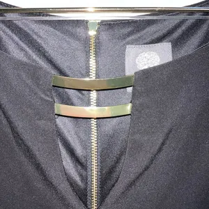 Vince Camuto Black Long-Sleeve Dress with Gold Neck‎ Bar thumbnail 2