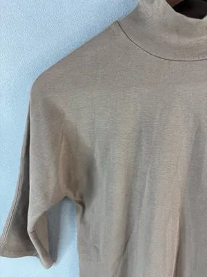 Zara M Classic Workwear Mock Neck Elbow Sleeve Minimalist Top thumbnail 3