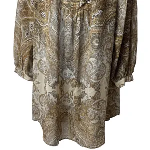 Lane Bryant Brown Paisley‎ Tinsel Sheer Tunic Bohemian Peasant Career 18/20 thumbnail 5
