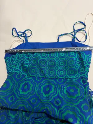 Trina Turk Blue Green Geometric Print Midi Dress Size 6 Resort Coastal Vacation thumbnail 6