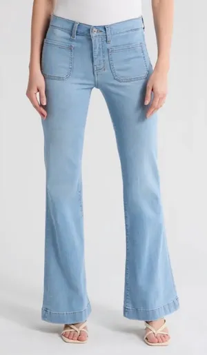 7 For All Mankind Dojo Tailorless Wide Leg Flare Jeans in Light Blue Size 25‎ thumbnail 1