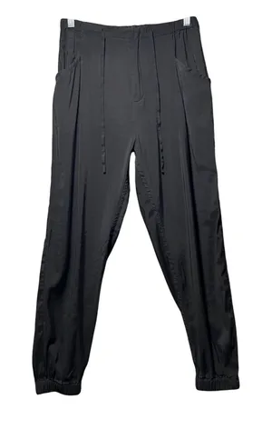 Elodie Black Jogger Pants‎ Elastic Waist Zipper Drawstring Pockets Size M thumbnail 1