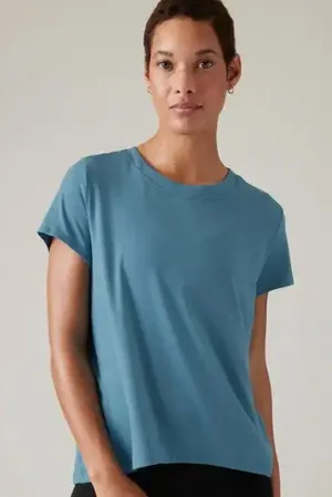 Athleta Ribbed Tee Shirt in Skylark Blue Size XL thumbnail 1
