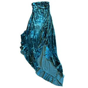 Silence + Noise Luna Velvet Midi Dress High Slit Strapless Flowy Size XS NWT thumbnail 2