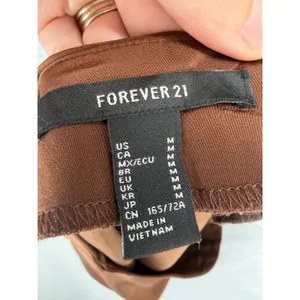 Forever 21 Womens Mini Skirt Dark Brown Satin Side Slit M thumbnail 4