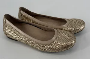 Vionic Anita Gold Woven Ballet Flats Womens 7.5 Orthotic Comfort Shoes thumbnail 1