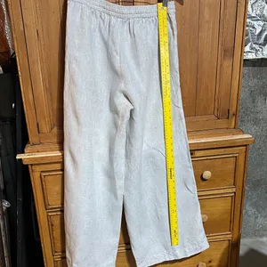 Women's Wide Leg 100% Linen Pants - Cream thumbnail 9