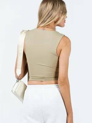 Princess Polly Zoe Square Neck Crop Tank in beige thumbnail 3