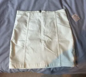 Free People White Denim Skirt thumbnail 1
