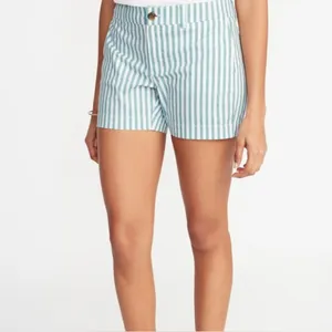 NEW!! Old‎ Navy Everyday Shorts 5” Inseam Green and White Stripe thumbnail 8