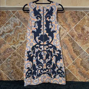 Anthropologie Vanessa Virginia Navy Geometric Linen Sleeveless Shift Dress 4 thumbnail 4