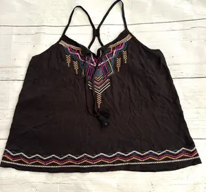 Maurices Tank Top Womens L Black Rayon Embroidered Lightweight Boho Flowy New thumbnail 9