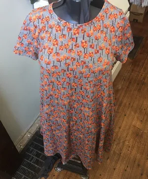 Lularoe Carly high low orange tulip knit dress thumbnail 1
