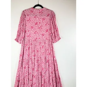 Karlie Womens Dress Pink Floral Ditsy Midi Tiered A Line Cottagecore Boho Small thumbnail 7