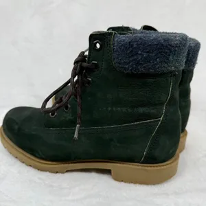 Wolverine Wilderness Forest Green Suede Lace Up Boots Wool Collar Lug‎ Sole 8.5 thumbnail 7